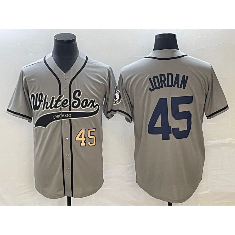 Chicago White Sox #45 Michael Jordan Number Grey Puhics Cool Base Stitched Jersey