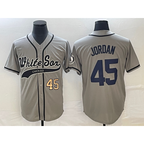 Chicago White Sox #45 Michael Jordan Number Grey Puhics Cool Base Stitched Jersey