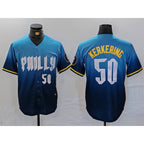 Philadelphia Phillies #50 Orion Kerkering Number Blue Puhics 2024 City Connect Limited Stitched Jersey