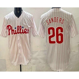 Philadelphia Phillies #26 Miles Sanders White Puhics Cool Base Jersey