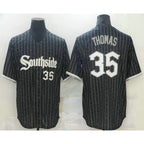 Chicago White Sox #35 Frank Thomas Black Puhics With Small Number 2021 City Connect Stitched Cool Base Jersey
