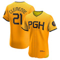 Pittsburgh Pirates #21 Roberto Clemente Gold Puhics City Connect Elite Player Jersey
