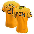 Pittsburgh Pirates #21 Roberto Clemente Gold Puhics City Connect Elite Player Jersey