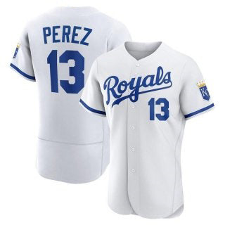Kansas City Royals #13 Salvador Perez White Puhics Flex Base Stitched Jersey
