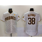 San Diego Padres #38 Jorge Alfaro White Puhics With PS Patch Stitched Flex Base Jersey 2