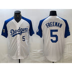 Los Angeles Dodgers #5 Freddie Freeman Number White Blue Puhics Fashion Stitched Cool Base Limited Jersey 2