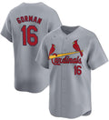 St. Louis Cardinals #16 Nolan Gorman Gray Puhics 2024 Away Limited Stitched Jersey