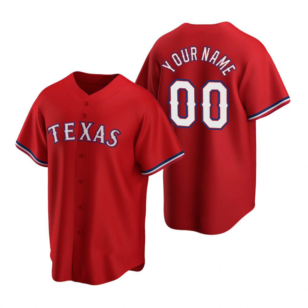 Custom Texas Rangers Red Puhics 2020 Stitched Cool Base Jersey