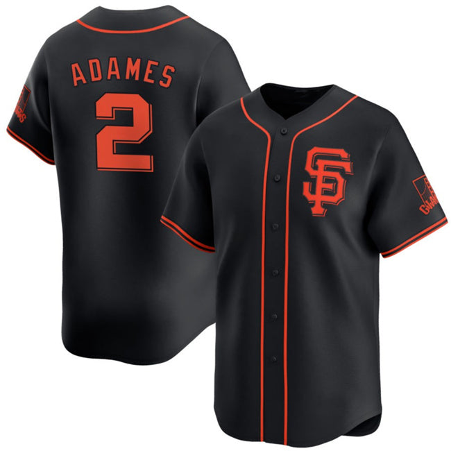 San Francisco Giants #2 Willy Adames Black Puhics 2024 Black Alternate Limited Stitched Jersey