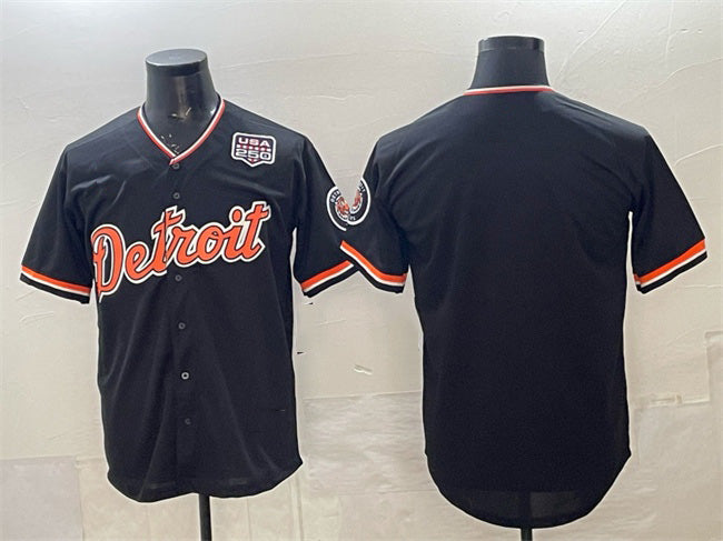 Detroit Tigers Blank Navy Puhics 2026 Alternate USA 250' Patch Vapor Premier Limited Stitched Jersey