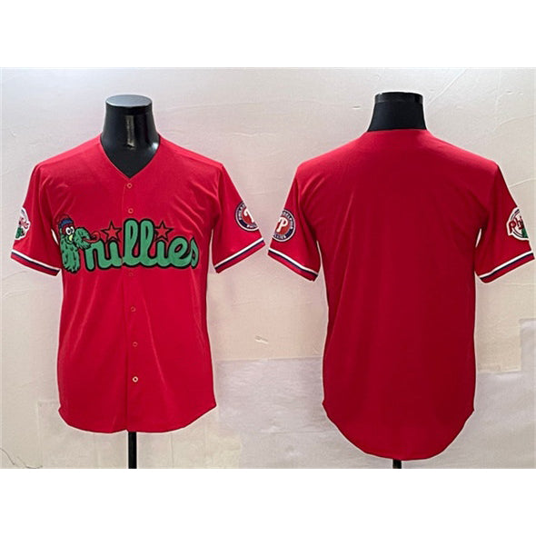 Philadelphia Phillies Blank Red Puhics Phanatic Limited Stitched Jersey
