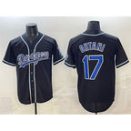 Los Angeles Dodgers #17 Shohei Ohtani Black Puhics Fashion Cool Base Stitched Jersey