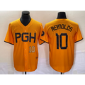 Pittsburgh Pirates #10 Bryan Reynolds Number Gold Puhics 2023 City Connect Stitched Jersey