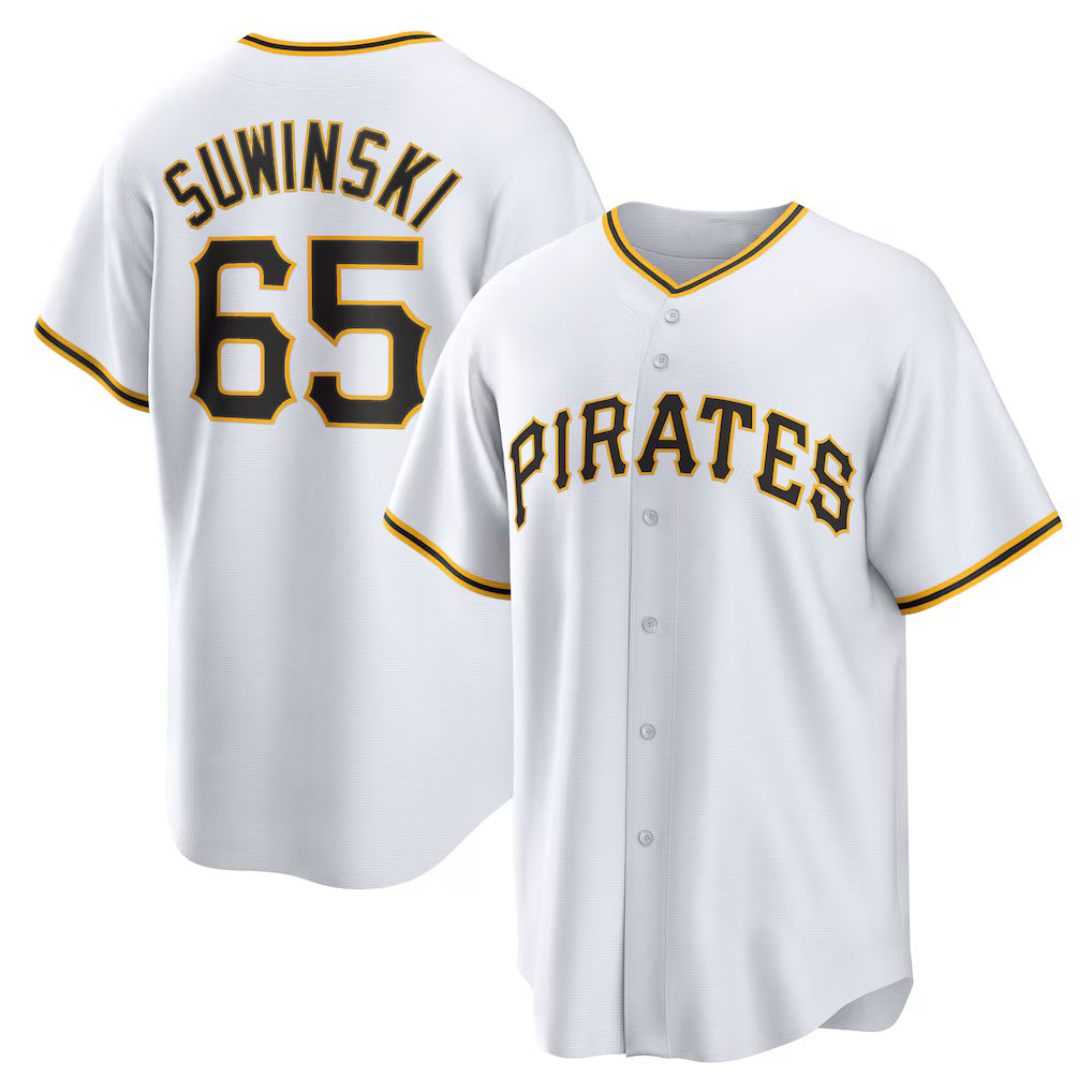 Pittsburgh Pirates #65 Jack Suwinski White Puhics Home Replica Jersey