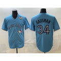 Toronto Blue Jays #34 Kevin Gausman Blue Puhics 2025 World Series Cool Base Stitched Jersey
