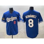 Los Angeles Dodgers #8 Enrique Hern¨¢ndez Royal Puhics 2025 World Series Champions Patch Limited Stitched Jersey