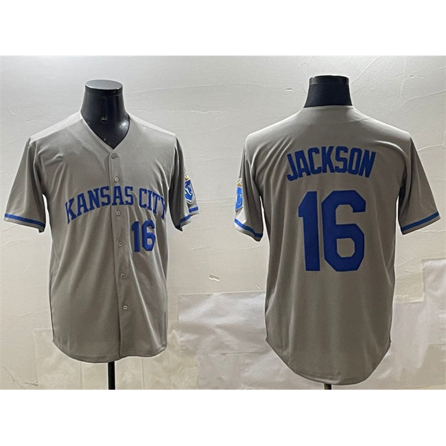 Kansas City Royals #16 Bo Jackson Gray Puhics 2024 Away Limited Stitched Jersey