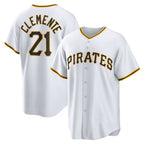 Pittsburgh Pirates #21 Roberto Clemente White Puhics Home Replica Player Name Jersey