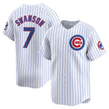 Chicago Cubs #7 Dansby Swanson White Puhics Home Limited Player Jersey