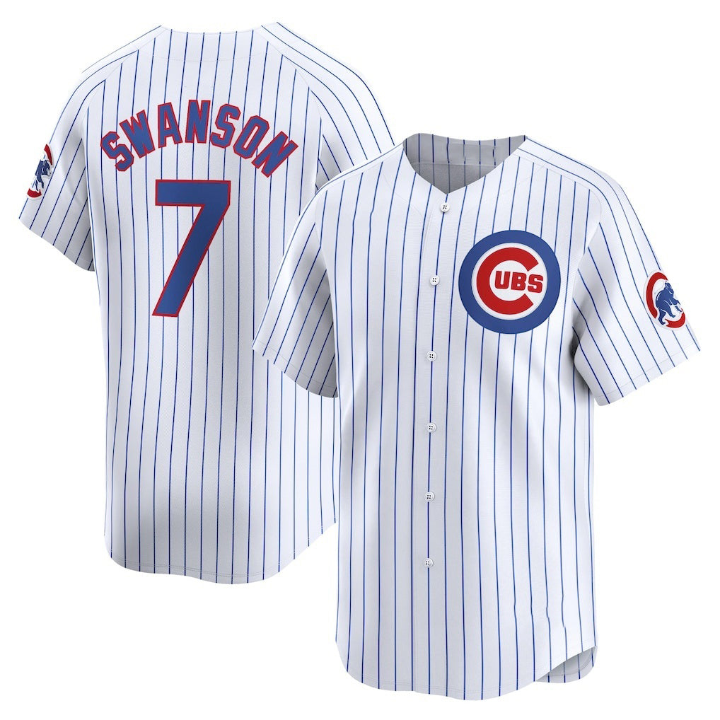 Chicago Cubs #7 Dansby Swanson White Puhics Home Limited Player Jersey