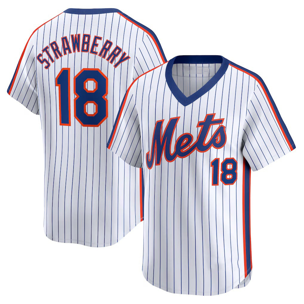 New York Mets #18 Darryl Strawberry Navy Puhics Throwback Cooperstown Limited Jersey