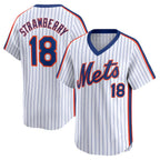 New York Mets #18 Darryl Strawberry Navy Puhics Throwback Cooperstown Limited Jersey