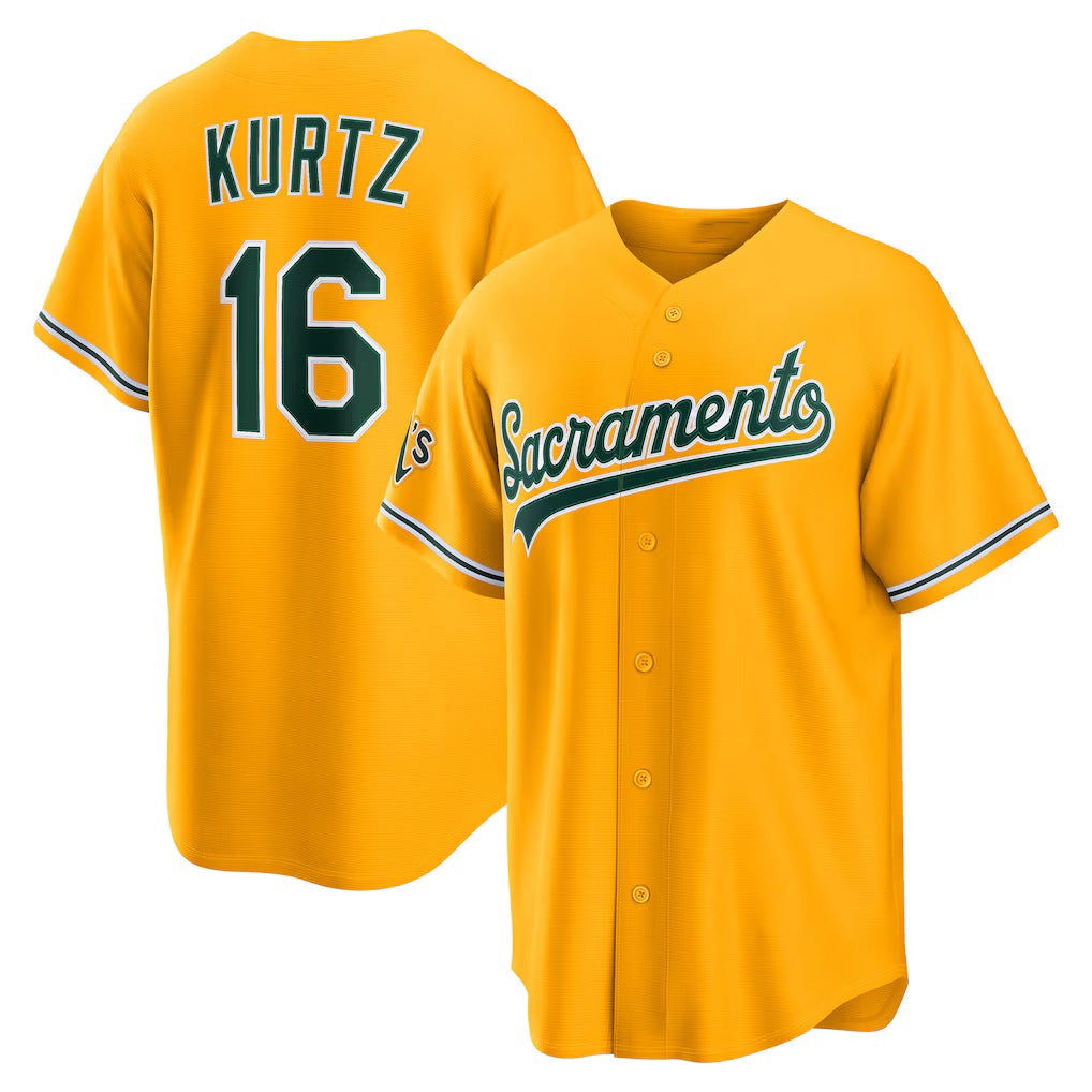 Oakland Athletics #16 Nick Kurtz Gold Puhics Alternate Stadium Jersey