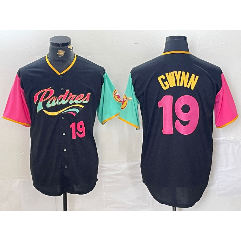 San Diego Padres #19 Tony Gwynn Black Puhics City Connect Cool Base Stitched Jerseys