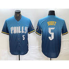 Philadelphia Phillies #5 Bryson Stott Blue Puhics 2024 City Player Number Cool Base Stitched Jersey 2