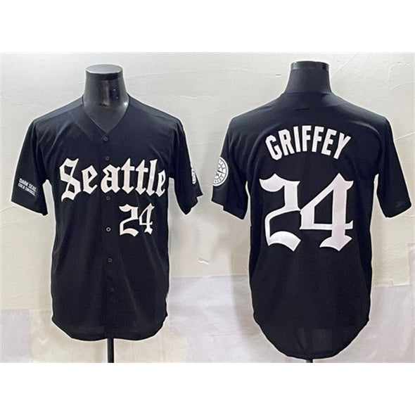 Seattle Mariners #24 Ken Griffey Jr. Black Puhics 'Deep Sea Gothic Edition' Vapor Premier Limited Stitched Jersey