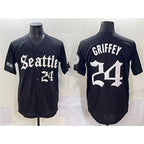 Seattle Mariners #24 Ken Griffey Jr. Black Puhics 'Deep Sea Gothic Edition' Vapor Premier Limited Stitched Jersey