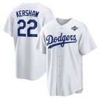 Los Angeles Dodgers #22 Clayton Kershaw White Puhics 2025 World Series Home Cool Base Stitched Jersey