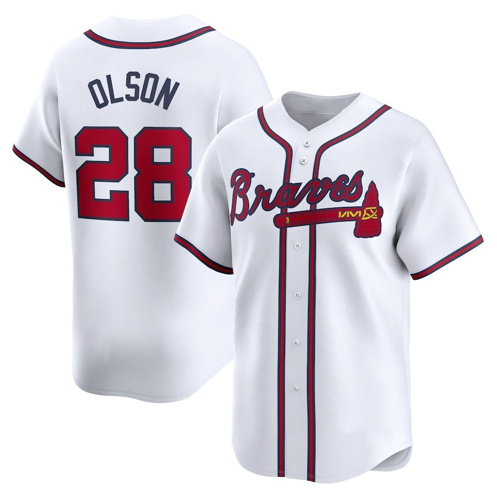 Atlanta Braves #28 Matt Olson White Puhics Home Limited Player Jersey