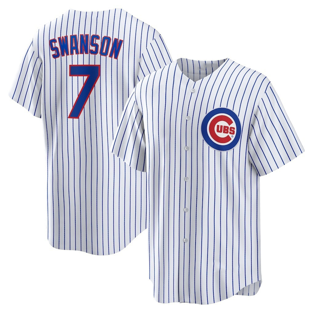 Chicago Cubs #7 Dansby Swanson White Puhics Replica Player Jersey