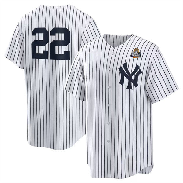 New York Yankees #22 Juan Soto White Puhics 2024 World Series Cool Base Stitched Jersey