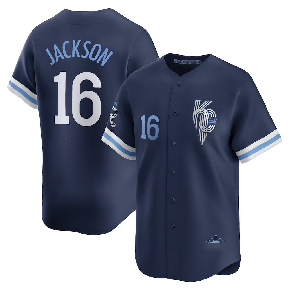 Kansas City Royals #16 Bo Jackson Navy Puhics City Connect Retired Player Jersey