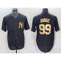 New York Yankees #99 Aaron Judge Black Gold Puhics Cool Base Stitched Jersey