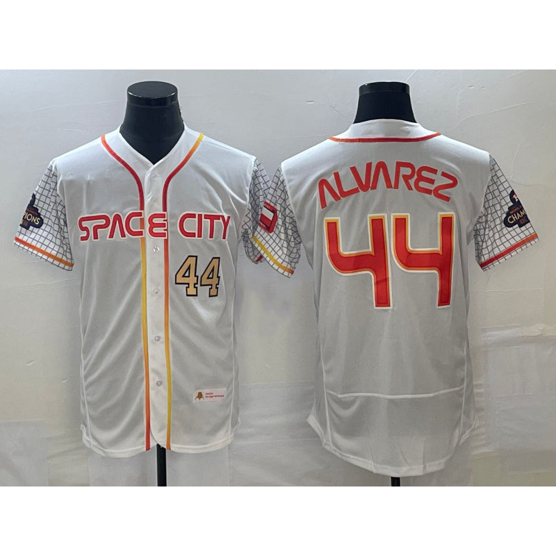 Houston Astros #44 Yordan Alvarez Number White Puhics 2023 City Connect Flex Base Stitched Jersey 3