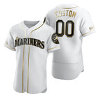 Custom Seattle Mariners White Puhics Stitched Flex Base Golden Edition Jersey