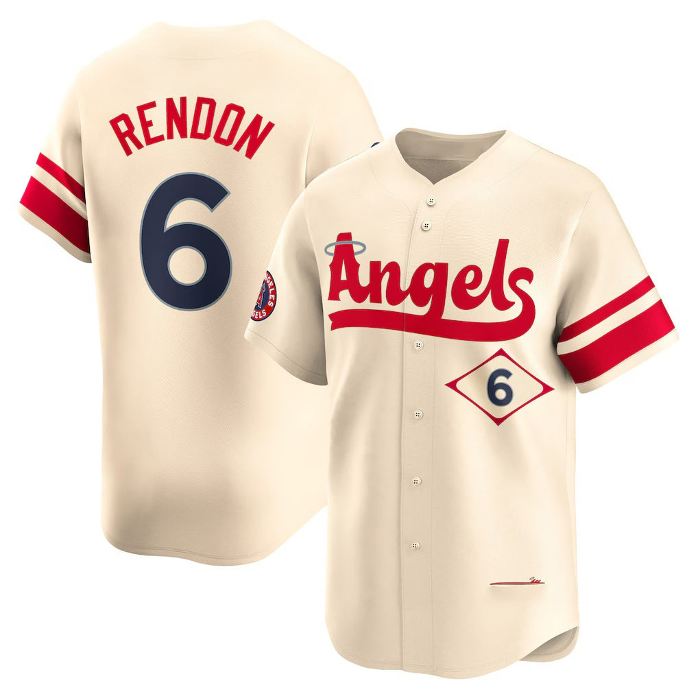 Los Angeles Angels #6 Anthony Rendon Cream Puhics City Connect Limited Player Jersey