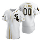 Custom Chicago White Sox White Puhics Stitched Flex Base Golden Edition Jersey