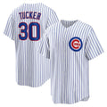 Chicago Cubs #30 Kyle Tucker White Puhics Home Replica Player Jersey