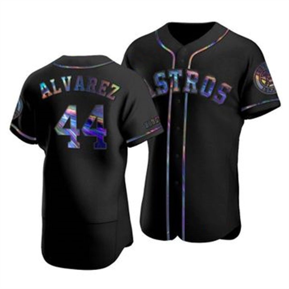 Houston Astros #44 Yordan Alvarez Iridescent Holographic Collection Jersey - Black Puhics