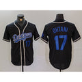 Los Angeles Dodgers #17 Shohei Ohtani Number Black Puhics Cool Base With Patch Stitched Jerseys