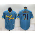 Milwaukee Brewers #71 Josh Hader Blue Puhics 2022 City Connect Cool Base Stitched Jersey