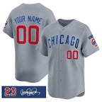 Custom Chicago Cubs Active Player Gray Puhics 'Ryne Sandberg Tribute' Vapor Limited V3 Stitched Jersey