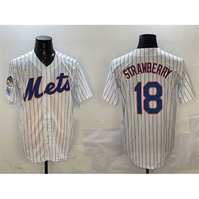 New York Mets #18 Darryl Strawberry White Puhics 2025 Spring Training Cool Base Stitched Jersey