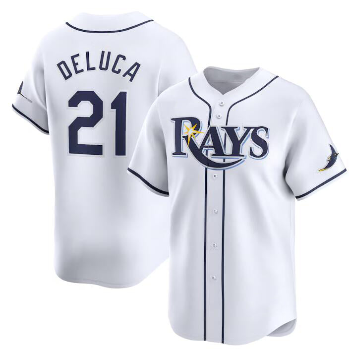 Tampa Bay Rays #21 Jonny DeLuca White Puhics Home Limited Stitched Jersey