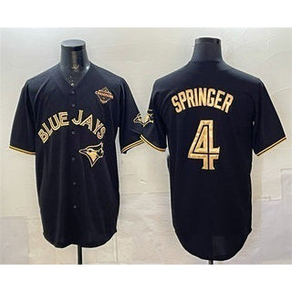 Toronto Blue Jays #4 George Springer Black Gold Puhics 2025 American League Champions Limited Stitched Jersey
