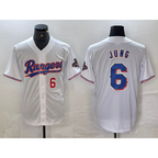 Texas Rangers #6 Josh Jung Number White Puhics 2023 World Series Champions Cool Base Jersey 2